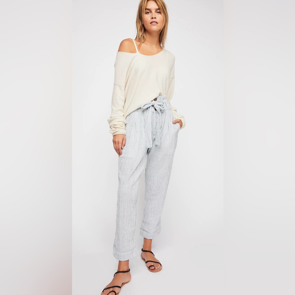 FREE PEOPLE Rumors Yarn Dye Harem Pants Green Striped size 2